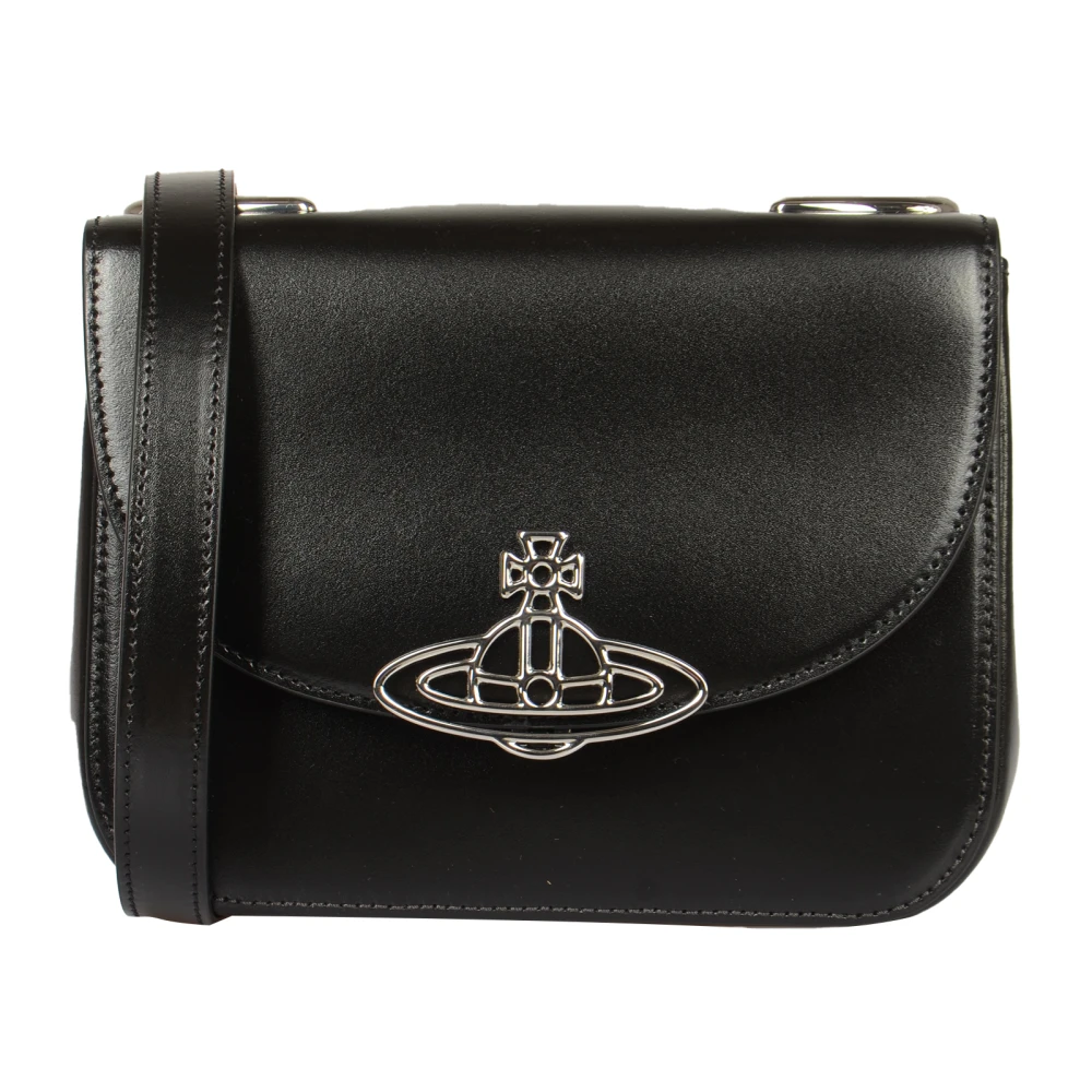 Vivienne Westwood Zwarte leren schoudertas met Orbs Black Dames