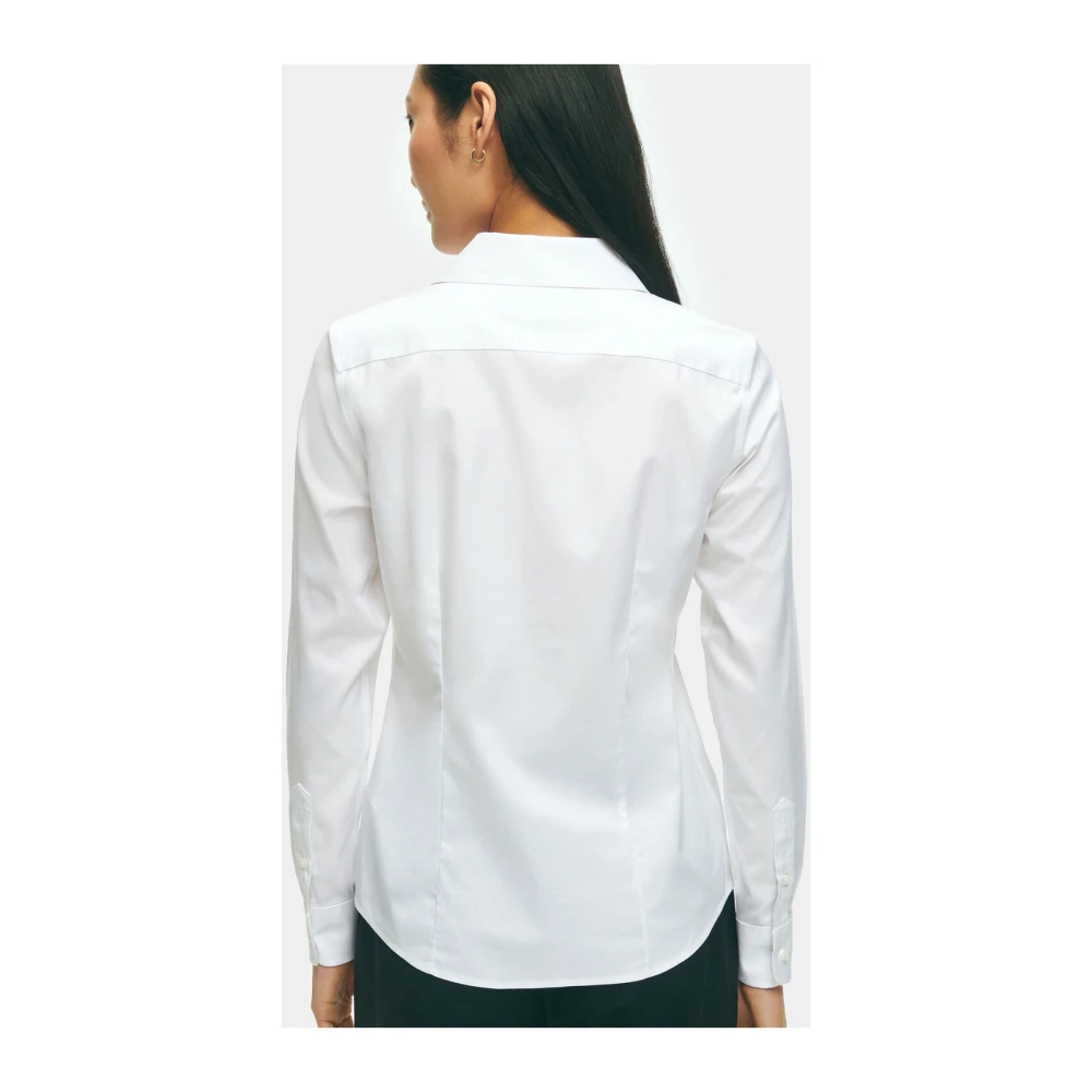 Brooks Brothers Classic Fit Bengal Streepjes Blouse met Knoopsluiting White Dames