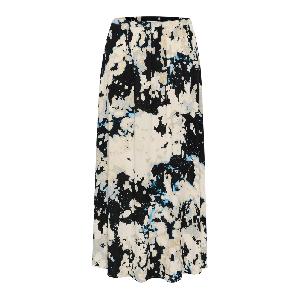 Soaked in Luxury Zwart Cloud Print Maxi Rok Multicolor Dames