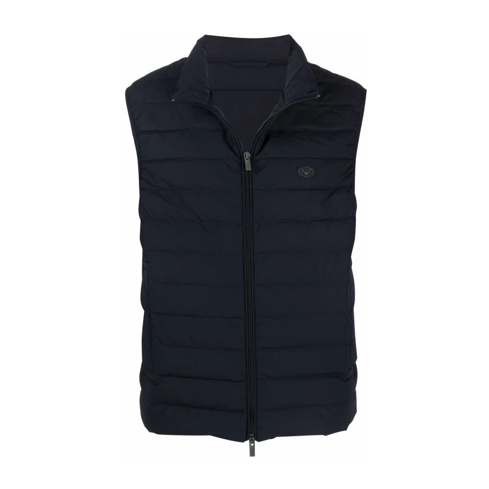 Emporio Armani Blauwe Gewatteerde Gilet Jas Blue Heren