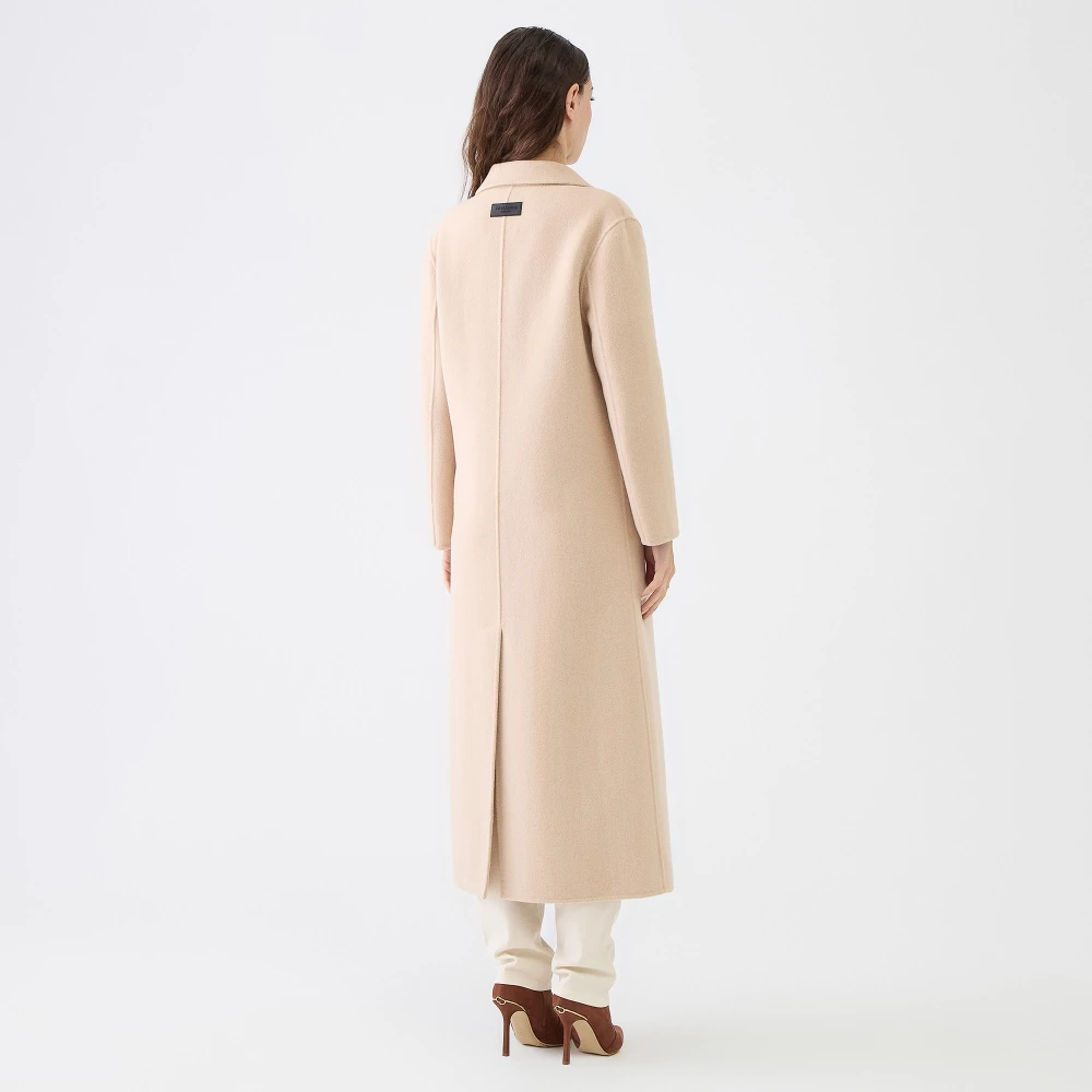 Ermanno Scervino Maxi Double-Breasted Jas Honingkleur Beige Dames