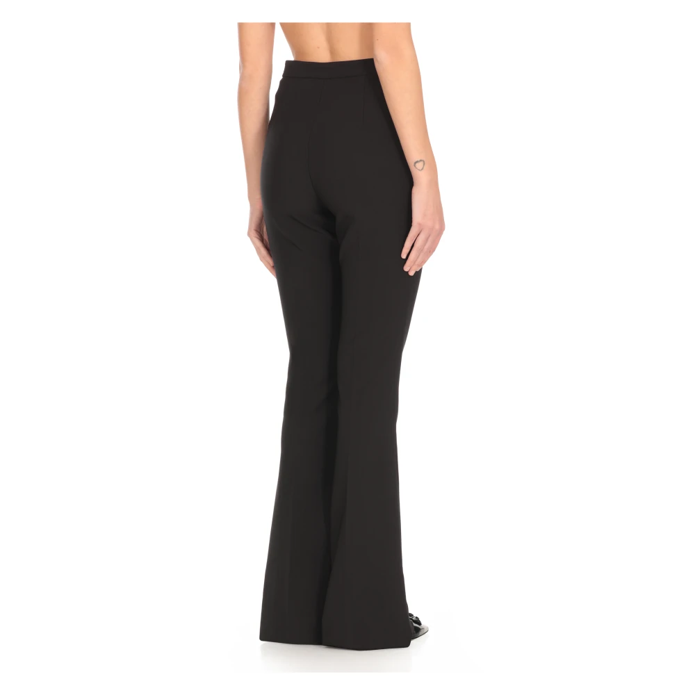 Elisabetta Franchi Zwarte Crêpe Broek met Zijrits Black Dames