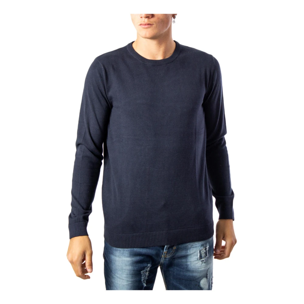 Jack & Jones Blå Enfärgad Stickat Långärmad Bomull