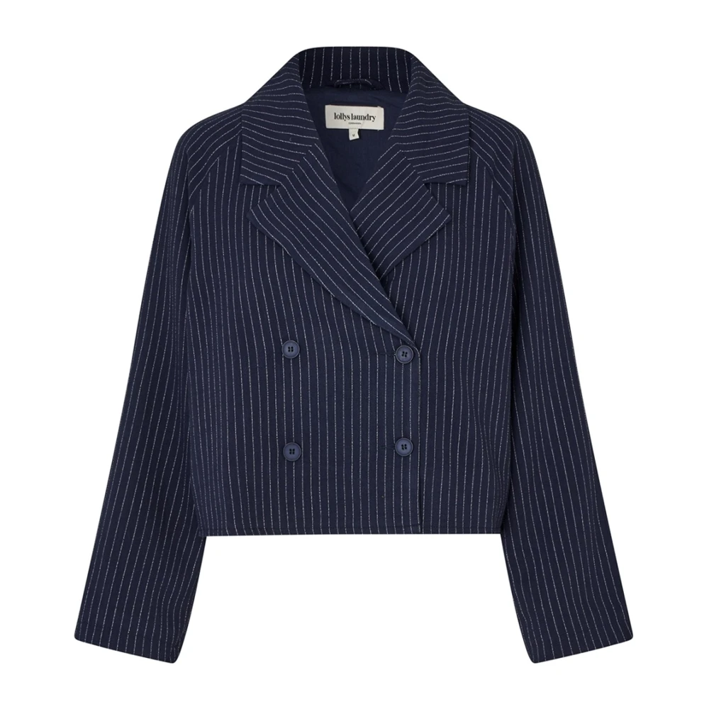 Lollys Laundry Women's Blue Elegant Navy Striped Short Jacket - Blazers - S - Jackets