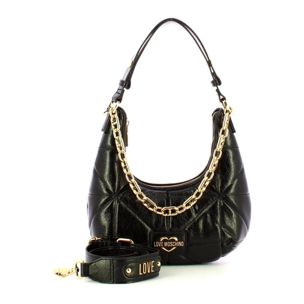 Love Moschino Zwarte Geometrische Hobo Tas Black Dames