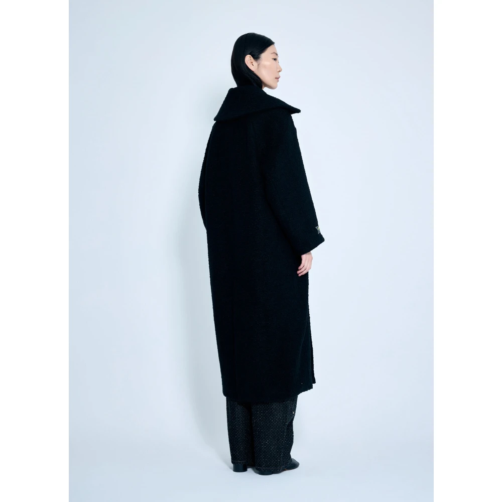 Ganni Bouclé Wollen Jas Black Dames