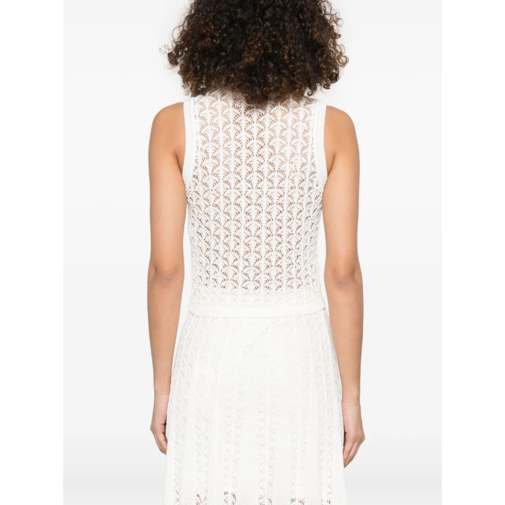 Zimmermann Witte Mouwloze Crew Neck Top White Dames