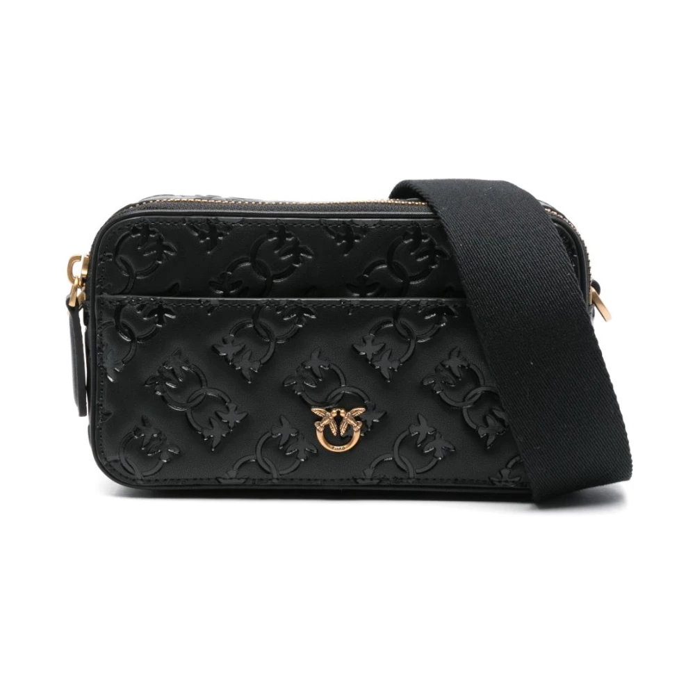 pinko Zwarte en Gouden Schoudertas Black Dames
