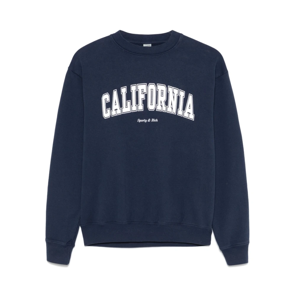 Sporty & Rich Navy Blue Crew Neck Sweater Blue Dames