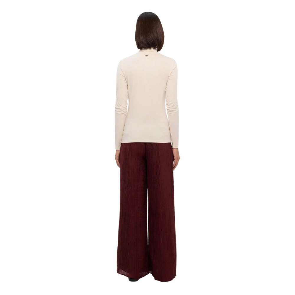 Max Mara Weekend Hoge hals Jersey T-shirt met Print Beige Dames