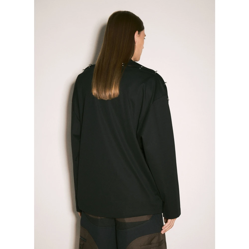 Mugler Katoenen Jersey Pierced T-Shirt Black Heren