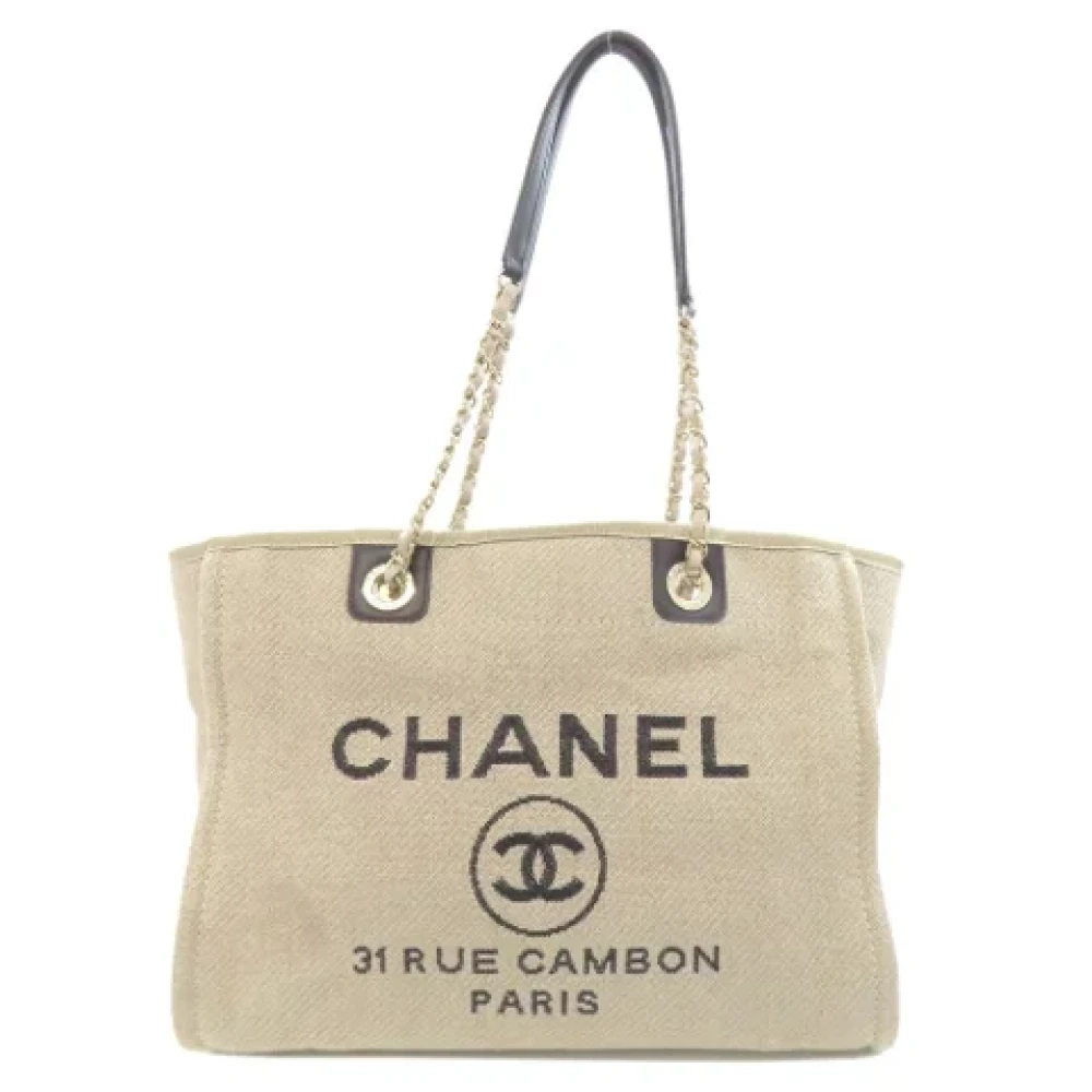 Chanel Vintage Pre-owned Canvas chanel-vskor Beige, Dam