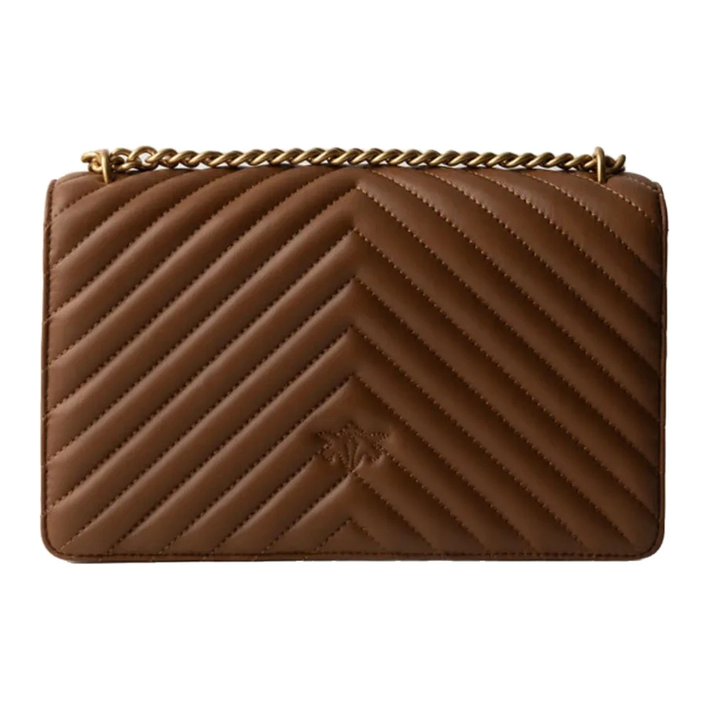 pinko Leren Schoudertas Brown Dames