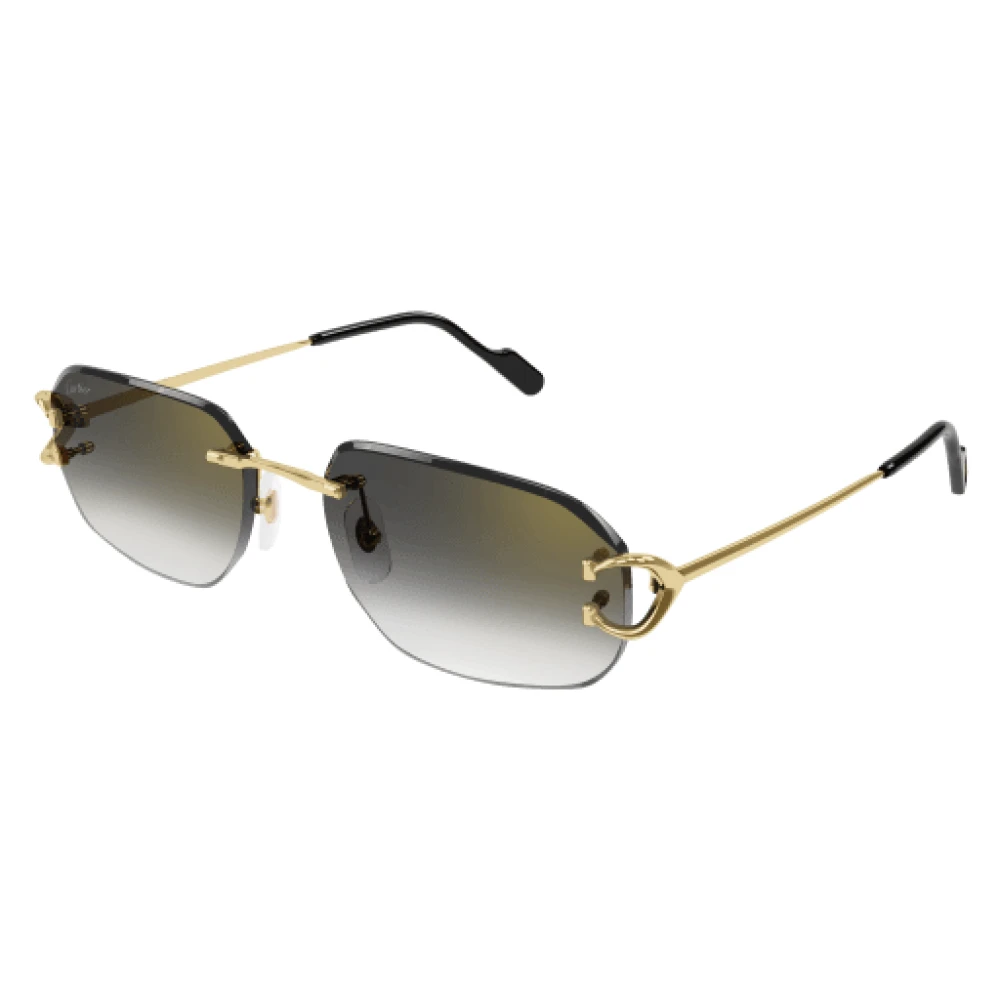 Cartier Guld Rimless Solglasögon Ct0468S Stil Yellow, Unisex