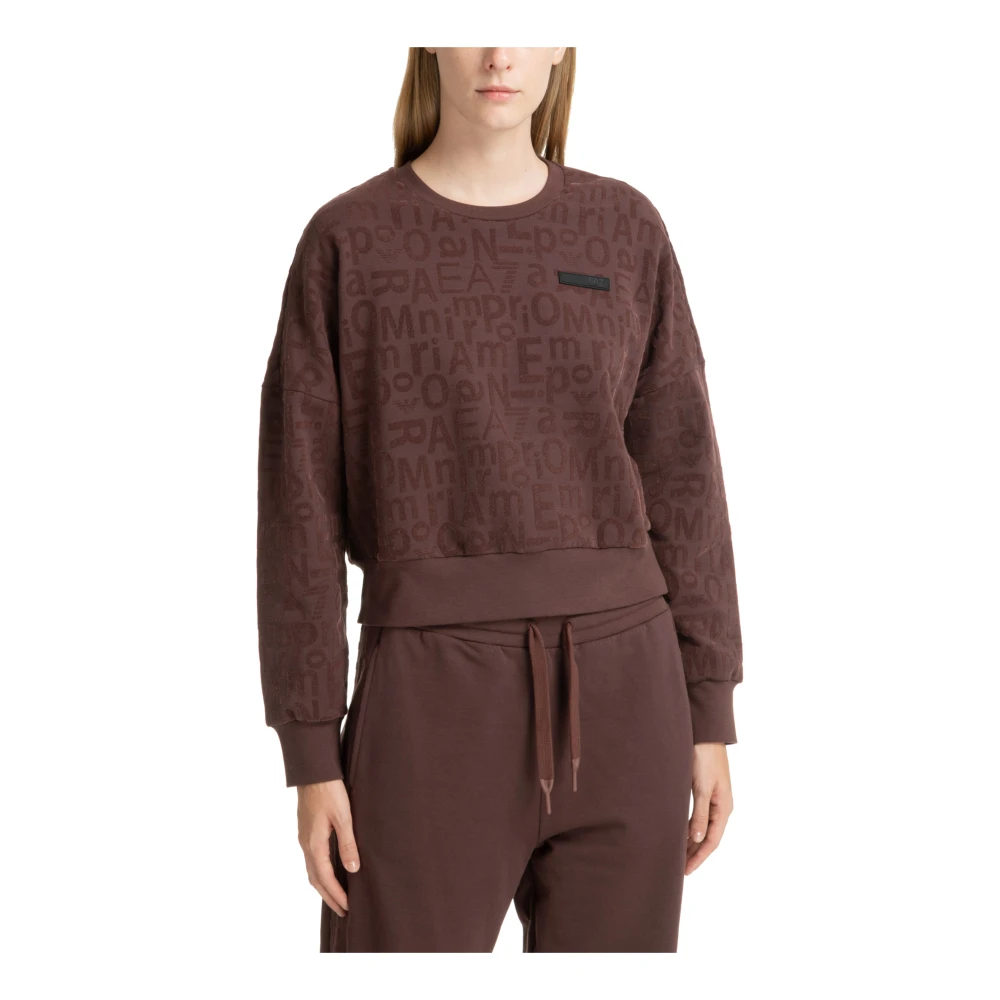 Emporio Armani EA7 Logo Patroon Sweatshirt Brown Dames