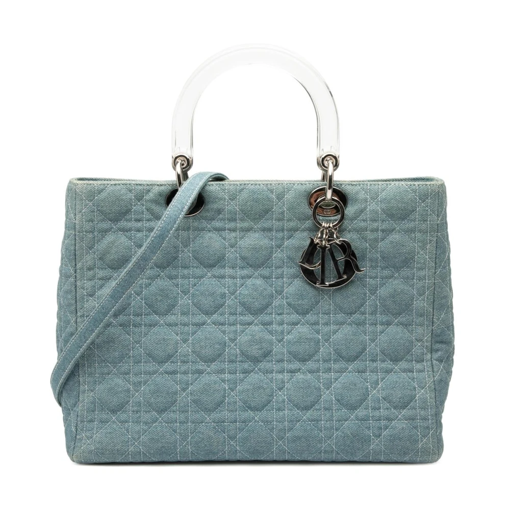 Dior Vintage Women's Blue Vintage Handbags, One Size, Pre-Owned Quilted Satchel Bag