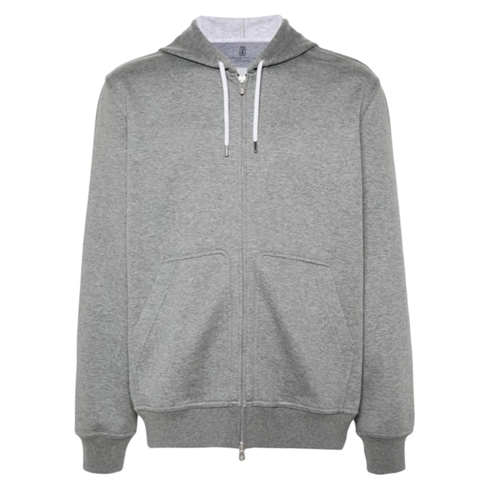 Brunello Cucinelli Women's Gray Hoodie Sweatshirt For Stylish Comfort - Zip-Throughs - M - Sweatshirts & Hoodies