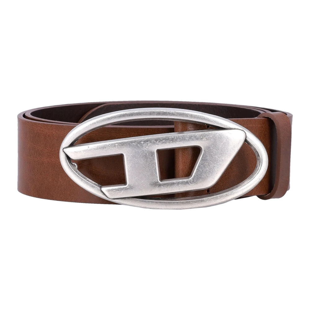 Diesel Ovale Gesp Leren Riem Brown Heren