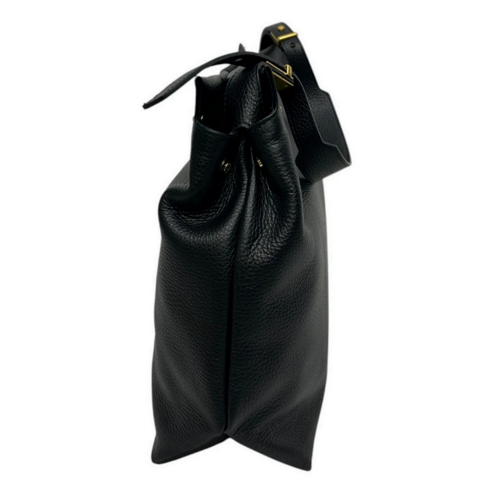 Gianni Chiarini Zwarte Schoudertas met Ritssluiting Black Dames
