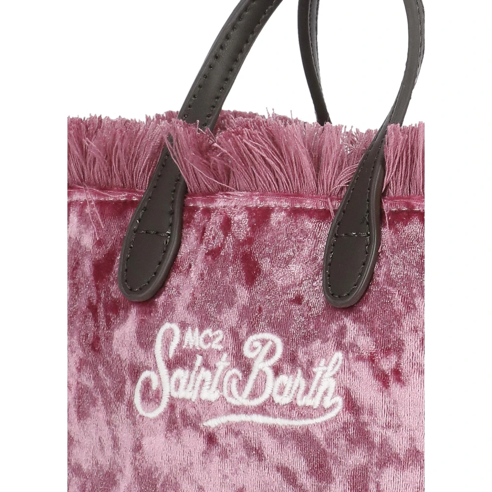 Saint Barth Paarse Fluwelen Handtas met Franjes Purple Dames