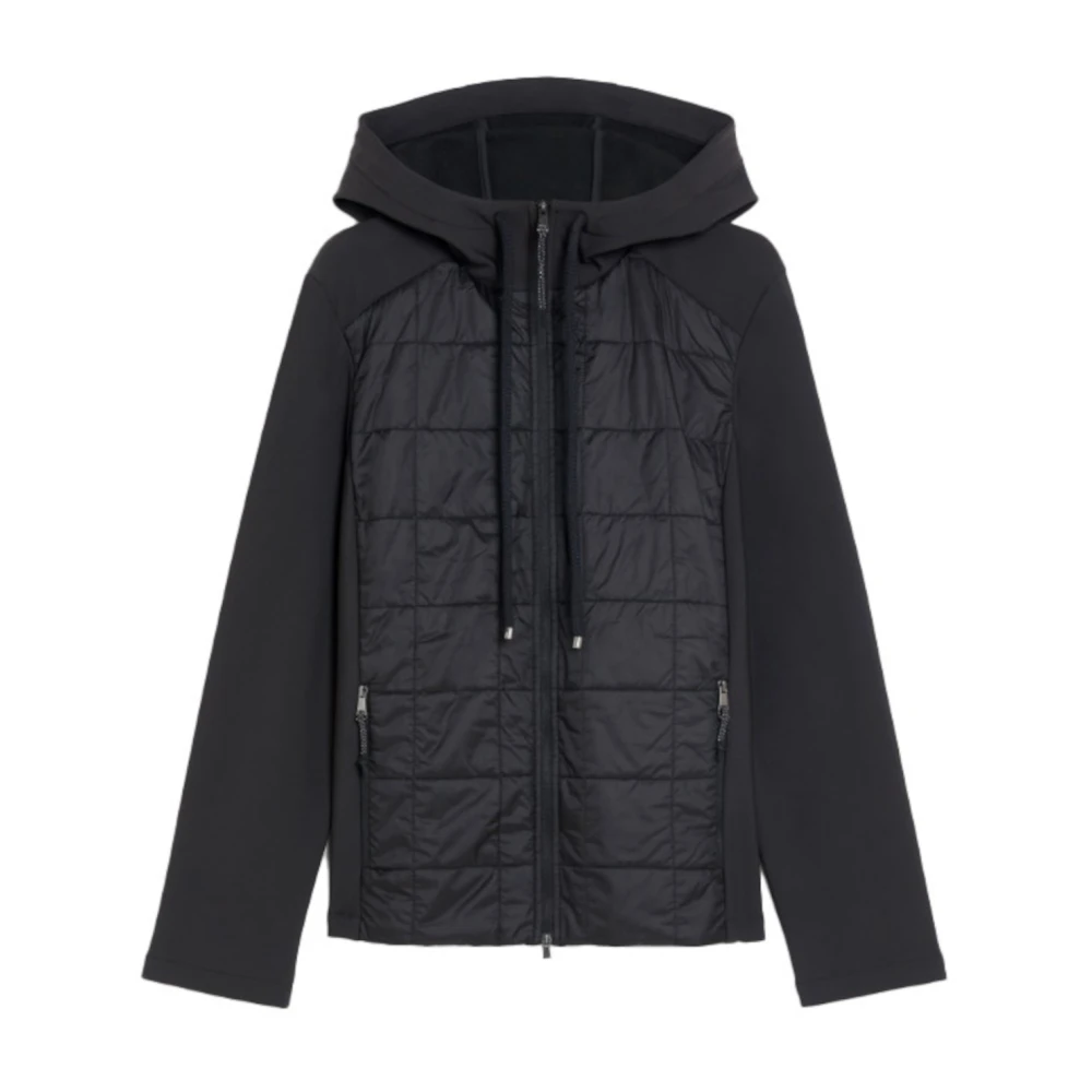 Max Mara Zwarte Ademende Nylon Jas Met Capuchon Black Dames