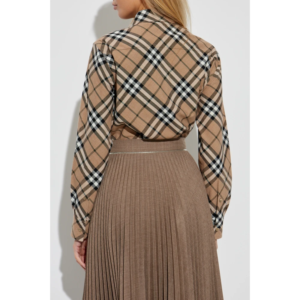 Burberry Overhemd met ruitpatroon Beige Dames