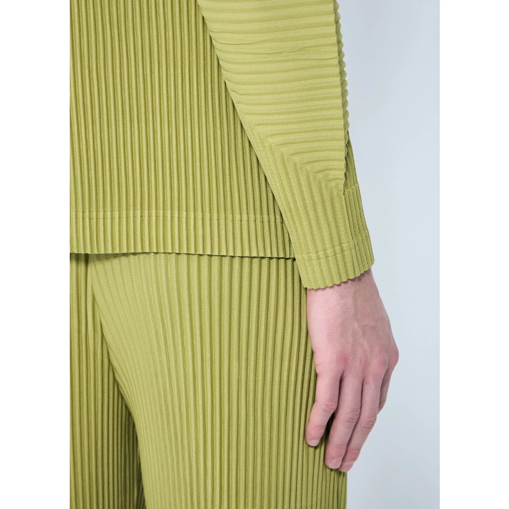 Issey Miyake Geplooide Overhemd met Lange Mouwen Green Heren