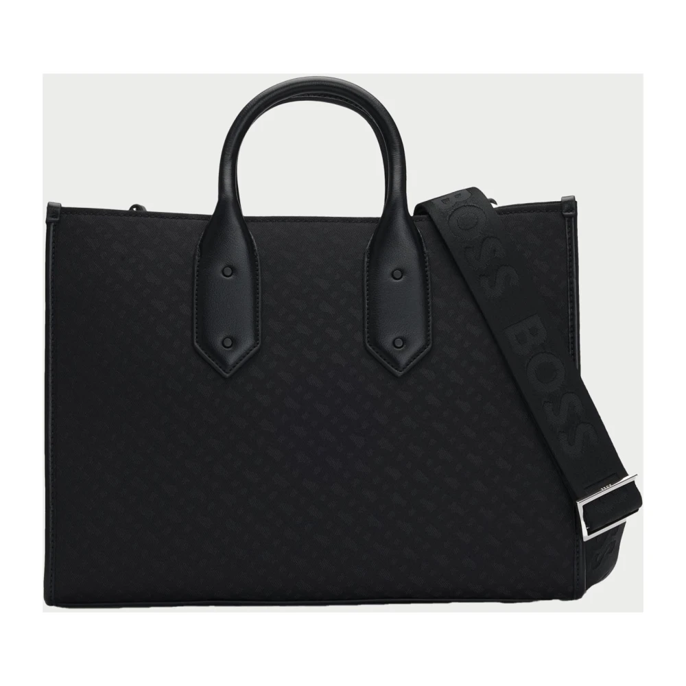 Hugo Boss Elegante Tote Tas met Monogramdetails Black Dames