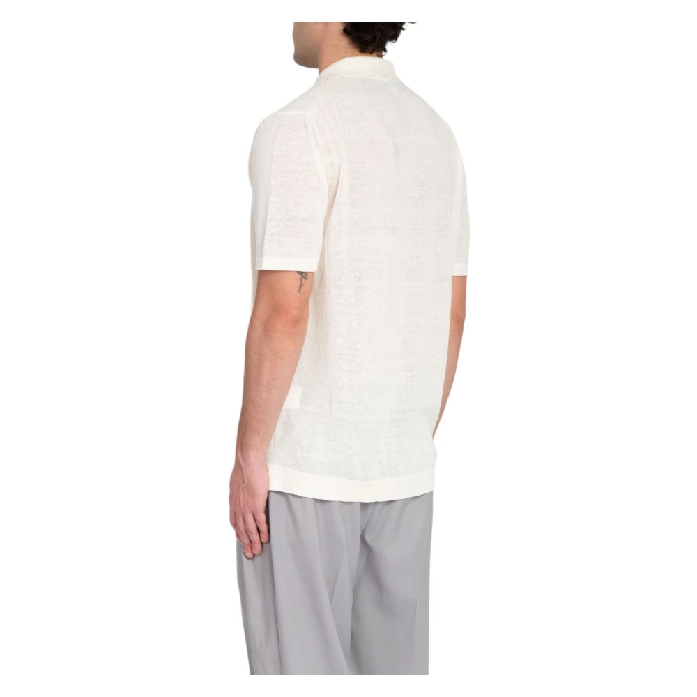 Costumein Linnen Polo Shirt in Putri Stijl White Heren
