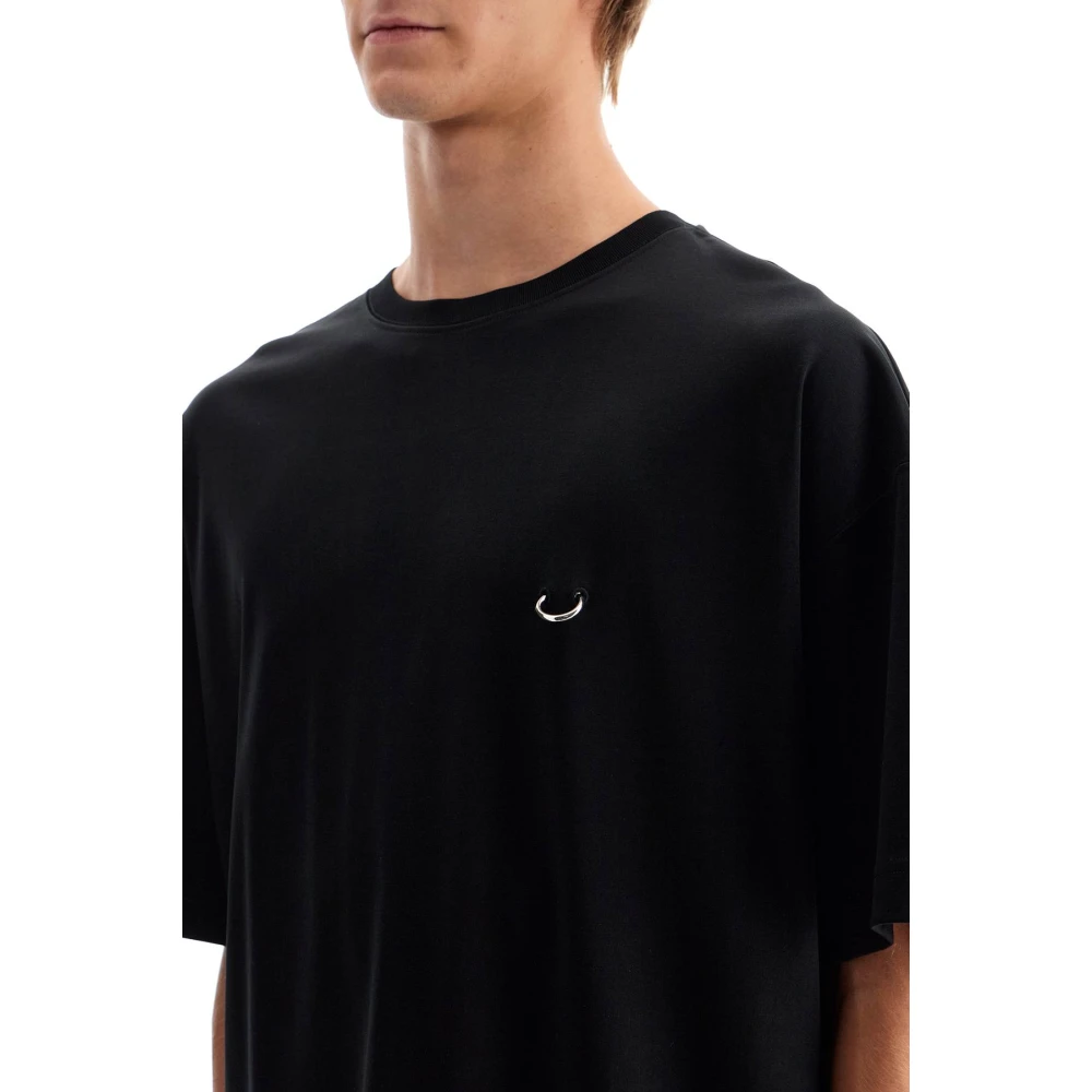 Mugler Oversized Crew Neck T-Shirt met Piercing Black Heren