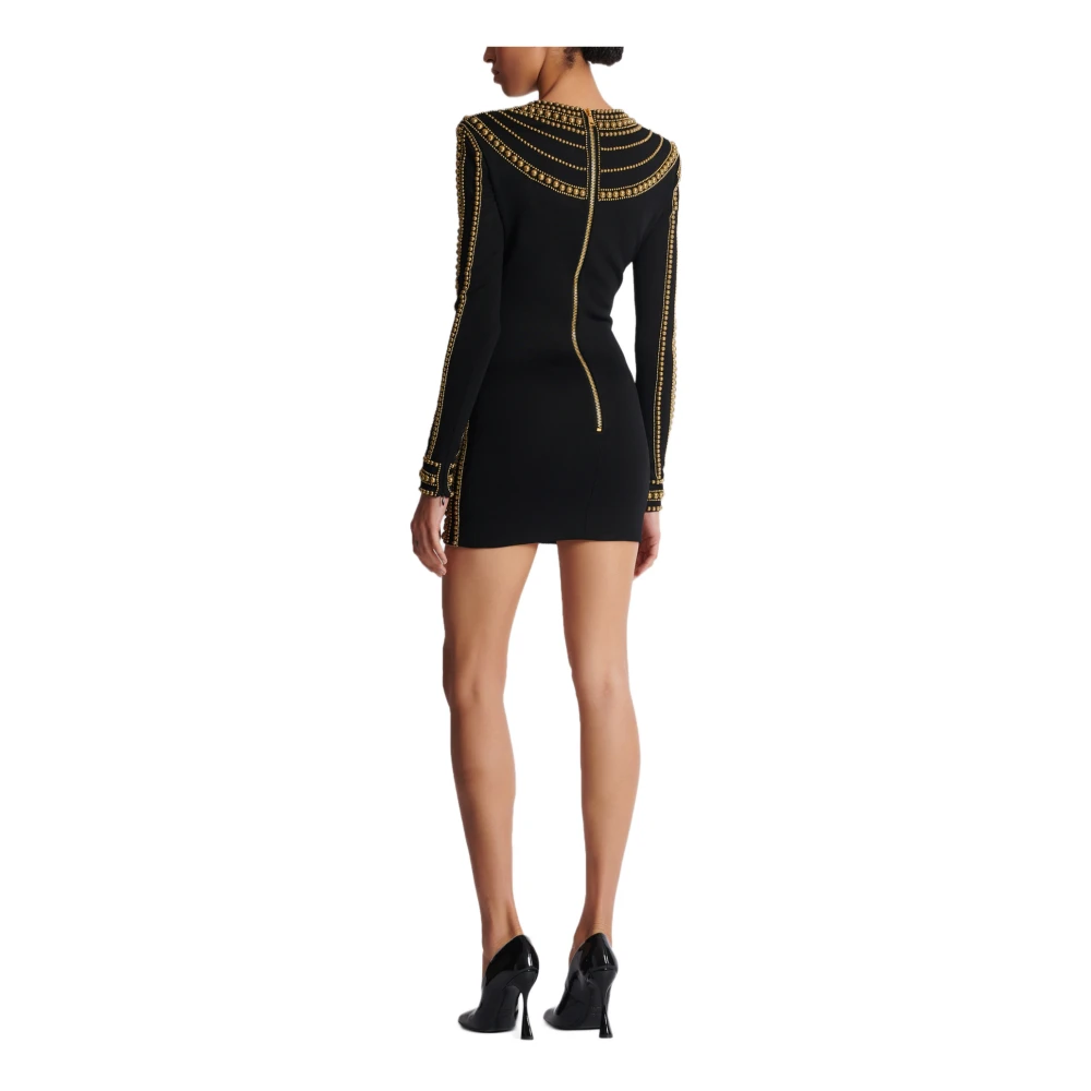 Balmain Korte jurk geborduurd met gouden parels Multicolor Dames