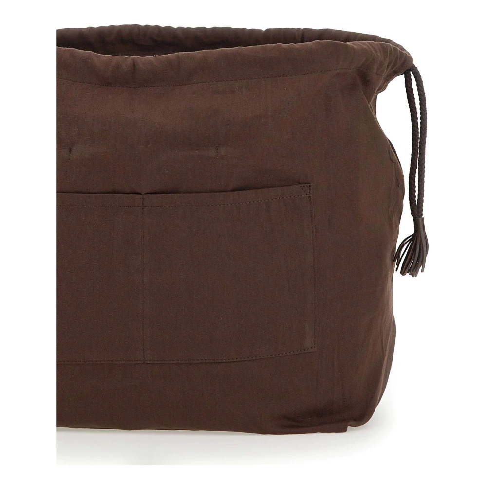Dragon Diffusion Bruine Katoenen Clutch met Trekkoordsluiting Brown Dames