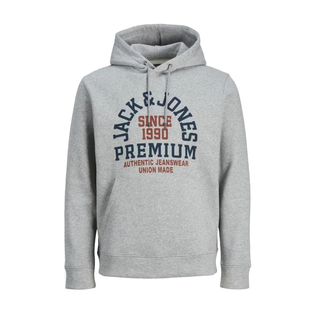 Jack & Jones Men's Gray Hoodies, M, Grey Hoodie With Logo Detail