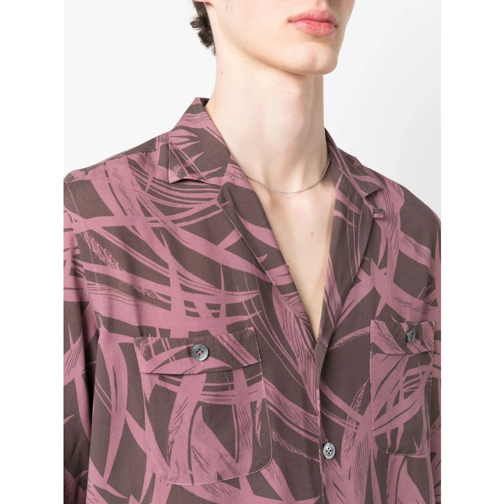 Lardini Viscose korte mouw shirt gemaakt in Italië Pink Heren