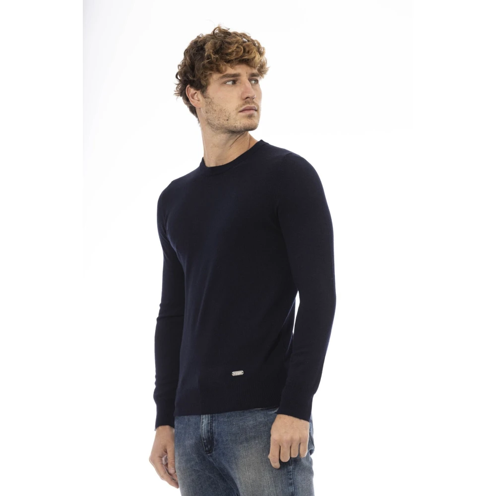 Baldinini Trendy Lange Mouw Crewneck Sweater Blue Heren