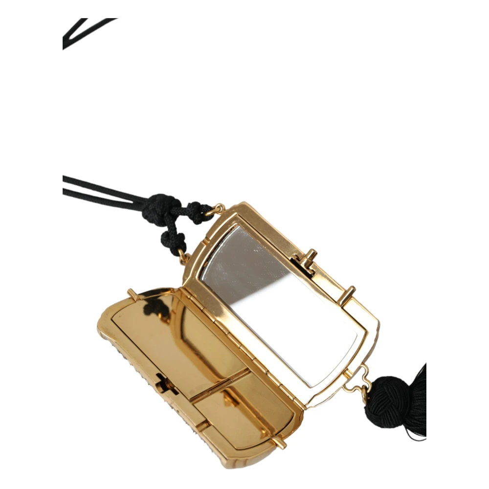 Dolce & Gabbana Python Leren Mini Spiegel Kwast Tas Beige Dames