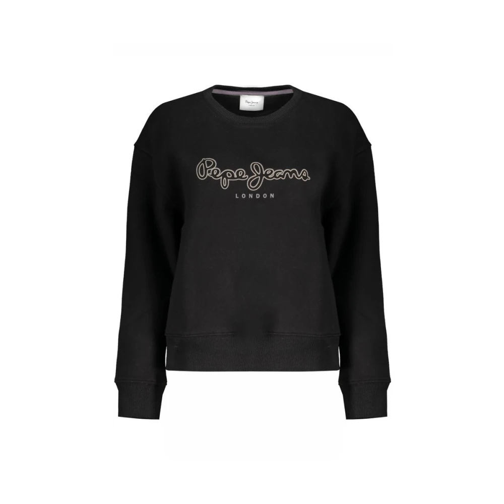 Pepe Jeans Women's Black Cotton Sweatshirt With Logo Print - Sweatshirts - Xl - Sweatshirts & Hoodies