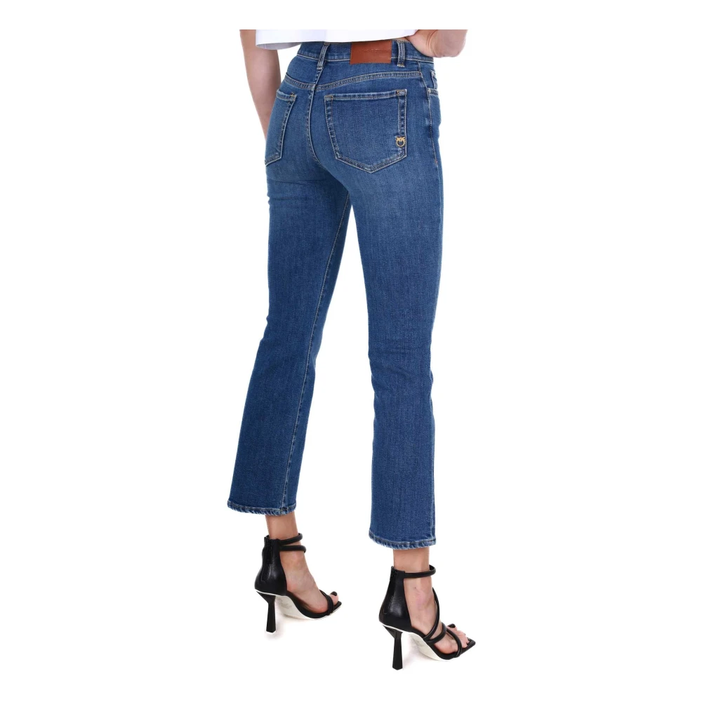 pinko Flared Fit Denim Jeans met Logo Borduurwerk Blue Dames
