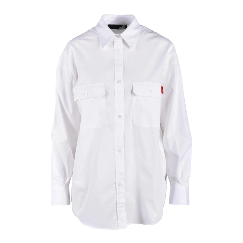 Love Moschino Katoen Spandex Shirt White Dames