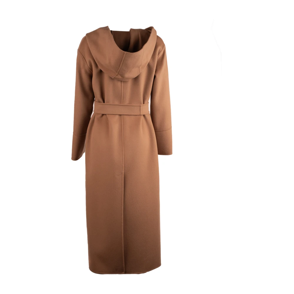 Max Mara Handgemaakte Wollen Jas met Capuchon Brown Dames