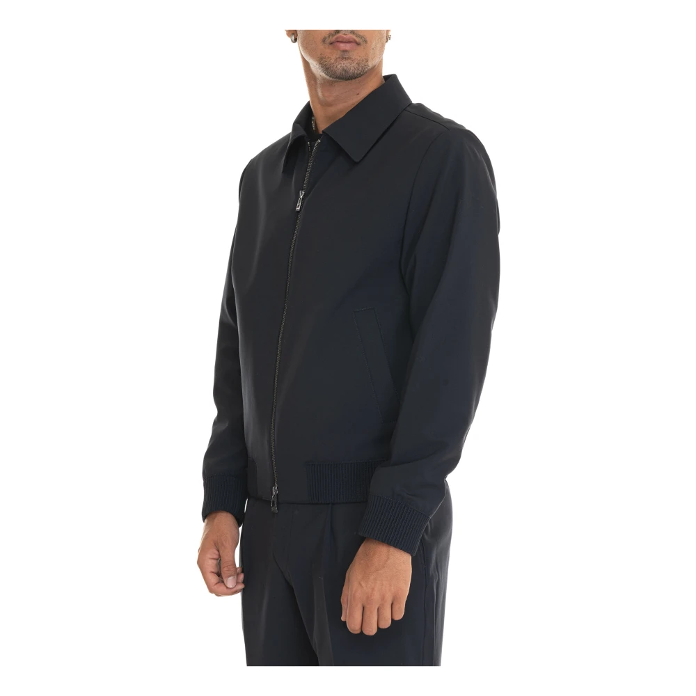 Boss Wol Bomberjack met Elastische Taille Blue Heren