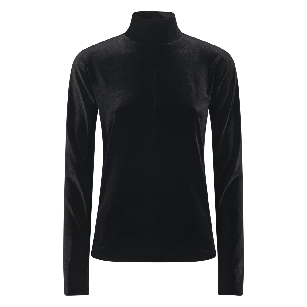 Forte Forte Women's Black Stretch Velvet Turtleneck T-Shirt