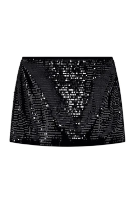 Sequin Skirt with Logo Plaque