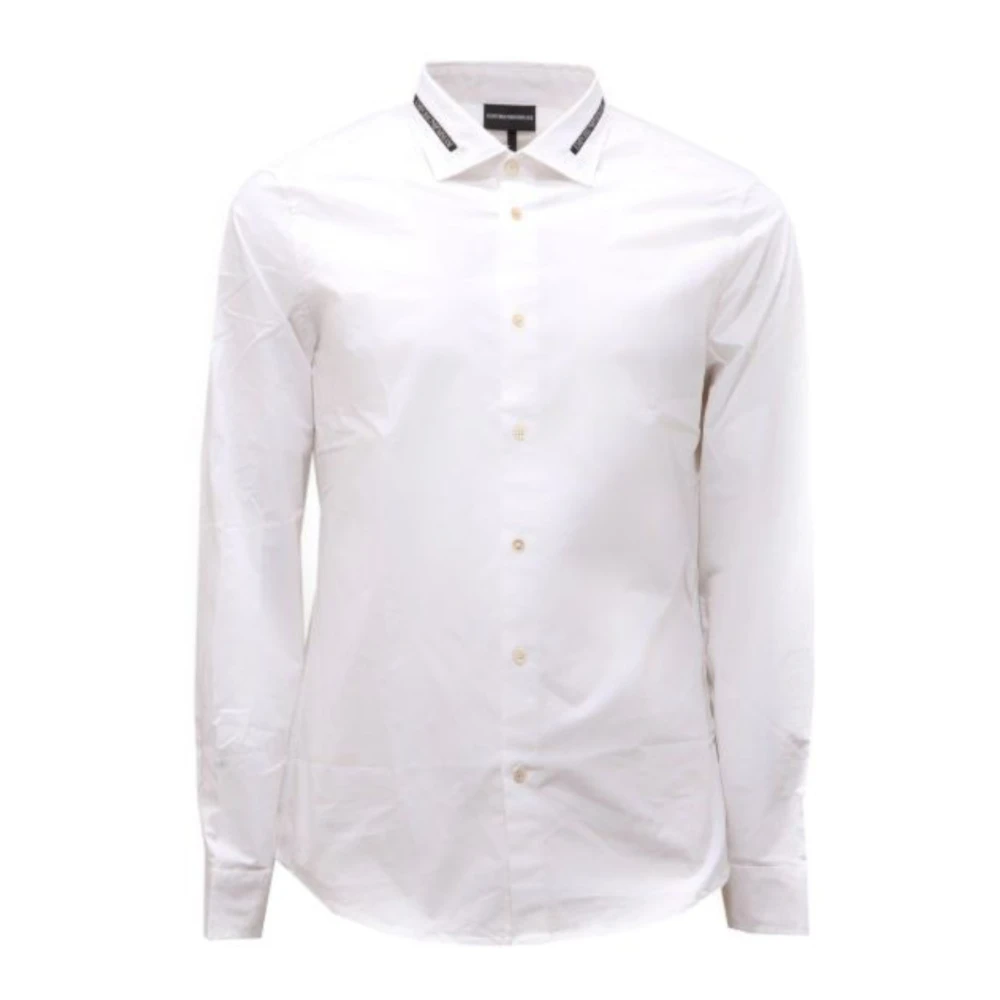 Emporio Armani Slim Fit Katoenen Overhemd met Logokraag White Heren