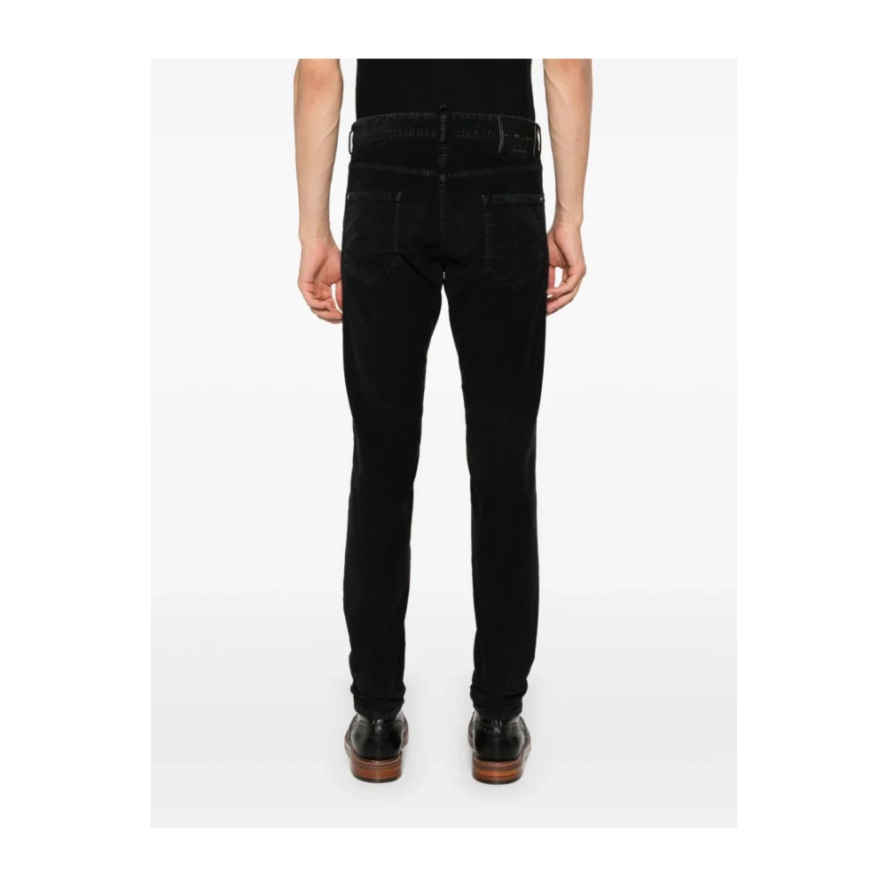 Dsquared2 Zwarte Corduroy Slim Fit Broek Black Heren