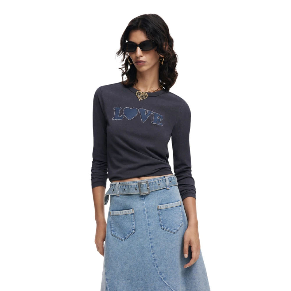 Desigual Lange Mouw T-shirt Black Dames