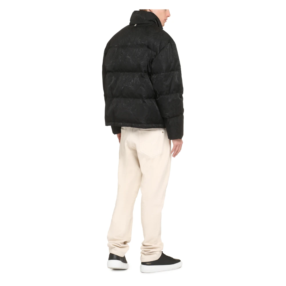 Versace Jacquard Volledige Ritssluiting Donsjas Black Heren