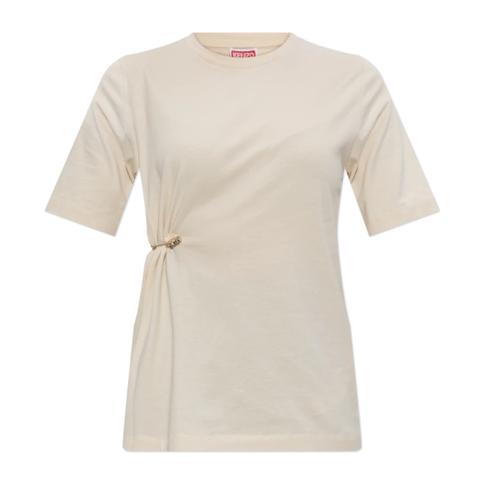Kenzo Beige T-Shirt Med Applikation