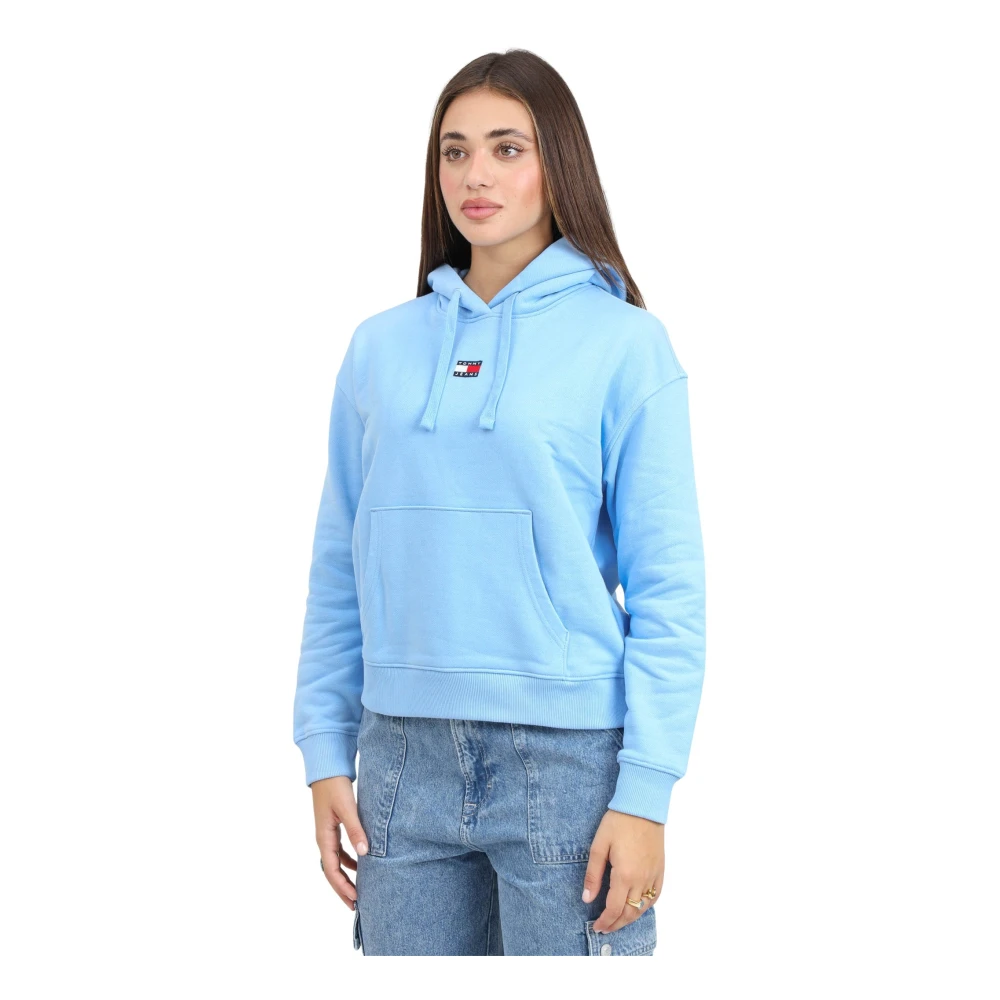 Tommy Jeans Blauwe hoodie met Tommy-badge Blue Dames