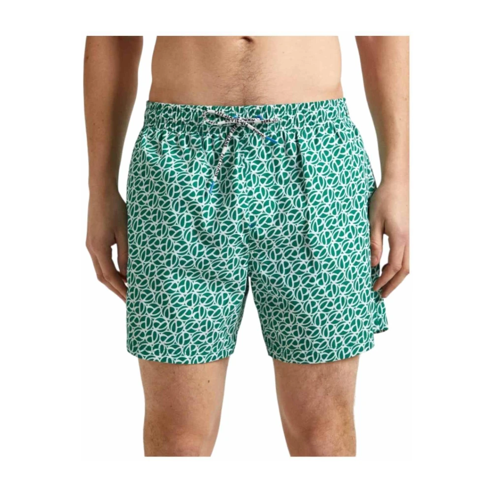 Pepe Jeans Abstract Groen en Wit Badkleding Green Heren